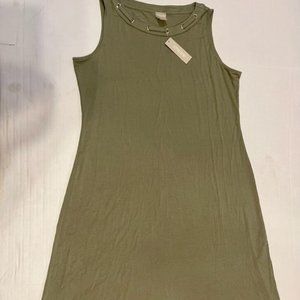 CHICO'S Knee length neck detail dress pattern Vetiver NWT size 1
